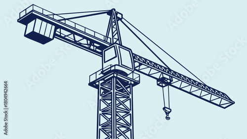 Construction crane in vector style illustration 