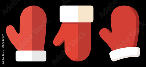 guante, guante de santa, santa, papa noel, navidad, rojo, icono, vector, símbolo, ilustración, exclamación, firmar, acné, designio, apuntar, mano