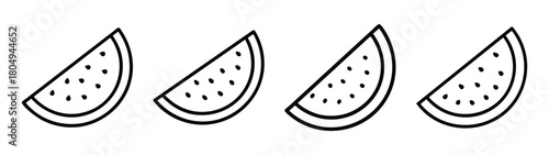 Watermelon slice drawing vector illustration, summer fruit outline clip art, food design element