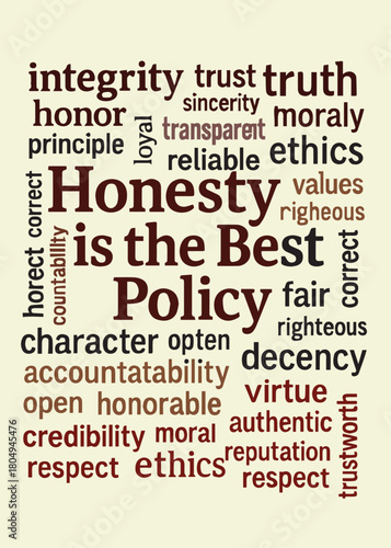 Honesty is the Best Policy word cloud conceptual design isolated on white background.