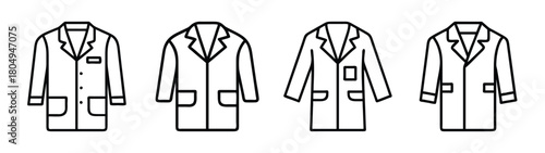 Collection of lab coats for medical professionals and scientists in vector format design art