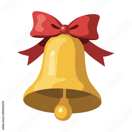 navida, campana, decoraciones, vacaciones, dorada, arco, celebraciones, cinta, adorno, jingle, objeto, de invierno, brillante, ilustración, ciclos, diciembre, árbol, designio, vector, rojo, símbolo