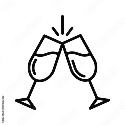 Champagne glasses clinking icon symbolizing a joyful celebration