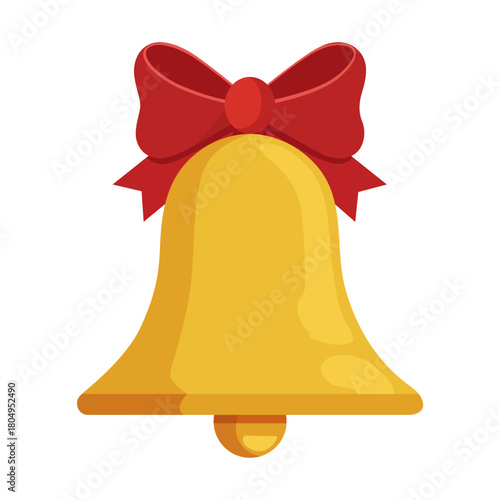 navida, campana, decoraciones, vacaciones, dorada, arco, celebraciones, cinta, adorno, jingle, objeto, de invierno, brillante, ilustración, ciclos, diciembre, árbol, designio, vector, rojo, símbolo