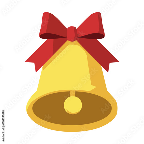 navida, campana, decoraciones, vacaciones, dorada, arco, celebraciones, cinta, adorno, jingle, objeto, de invierno, brillante, ilustración, ciclos, diciembre, árbol, designio, vector, rojo, símbolo