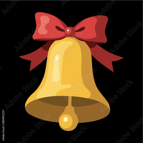 navida, campana, decoraciones, vacaciones, dorada, arco, celebraciones, cinta, adorno, jingle, objeto, de invierno, brillante, ilustración, ciclos, diciembre, árbol, designio, vector, rojo, símbolo