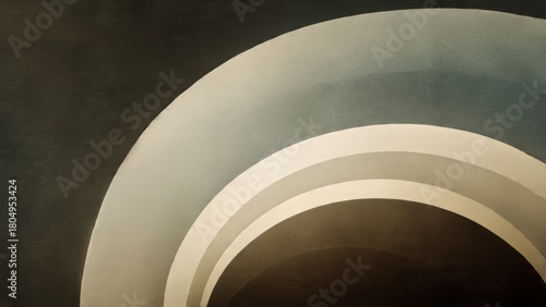 Calm abstract space with layered arcs, subtle highlights, and balanced architectural rhythm.

