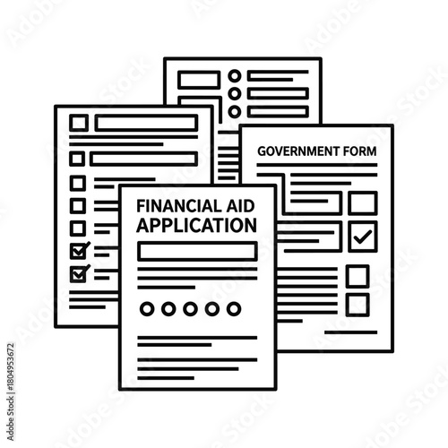 Official government and financial aid application forms, outlining bureaucratic processes for grants, loans, and assistance programs.