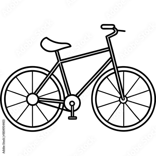 Black and white bicycle isolated on in a simple drawing