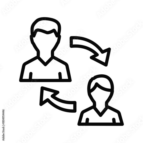 People exchanging information and interaction process icon