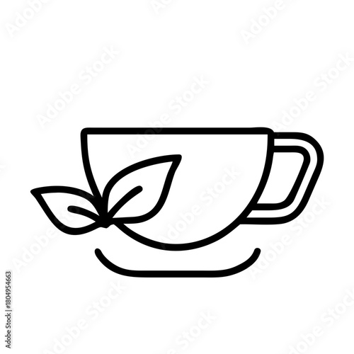 Cup of herbal tea with leaves isolated on