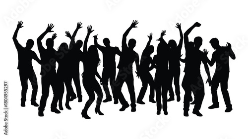 Dancing party silhouettes isolated on white background, Vector
