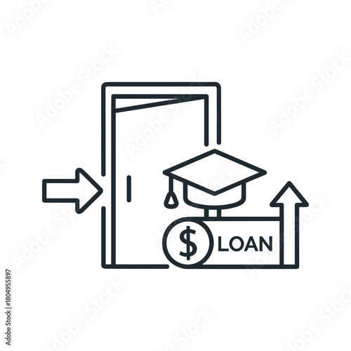 Student loan for education concept icon. financial aid, access to higher education, and the path to future success.