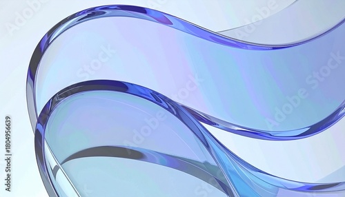 Flowing gradient transparent multilayer glass background, 3d rendering.