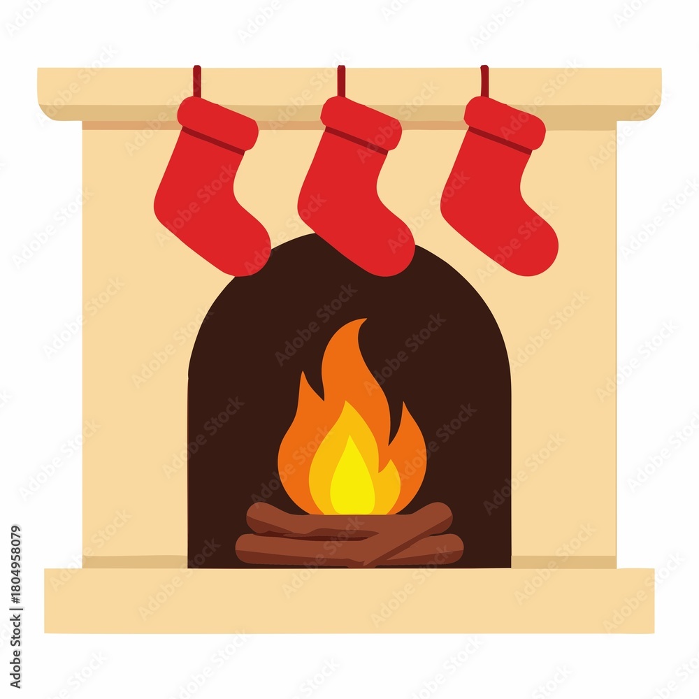 Obraz premium vector, chimenea, navidad, santa, navida, bujía, fuego, llama, ilustración, vector, celebraciones, icono, alumbrado, decoraciones, símbolo, vacaciones, designio, cera, ardiente, acomodador, lámpara