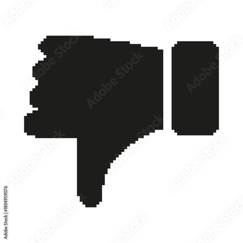 Thumbs Down Pixel Art Icon. Negative Feedback, Disapproval, And Rejection Symbol. Social Media Interaction. Isolated Vector Illustration