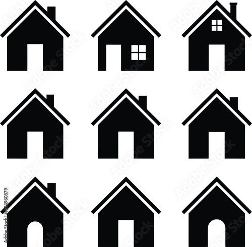 Set of nine basic house icons, property and home symbols vector