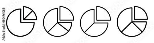 Pie chart diagram infographic vector illustration showing different percentages and data sets