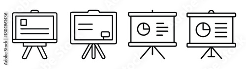 Presentation boards and flip charts vector illustration for business meeting and education use