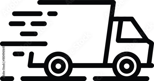 Delivery truck moving fast icon, express shipping service concept art.