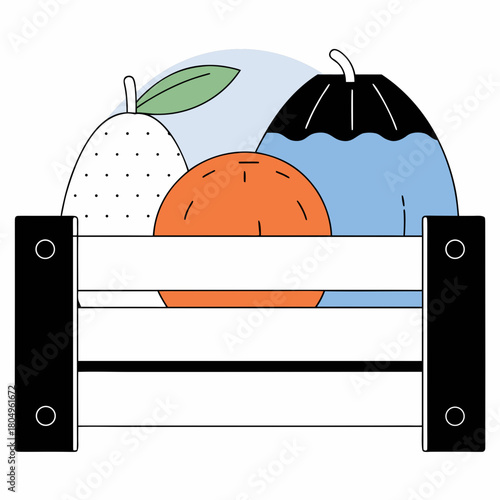 A crate of fresh produce isolated on, ready for market