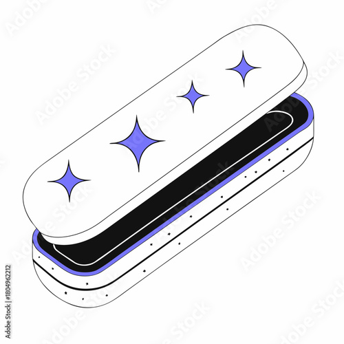 Isometric pencil case with lid isolated on