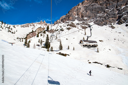 Chairlift and Ski Slope in Cortina d’Ampezzo Dolomites