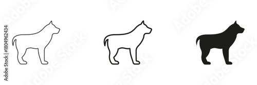 Dog Silhouette Line And Solid Icon Set. Canine Outline And Silhouette Symbol Collection. Pet, Animal, And Wildlife. Isolated Vector Illustration