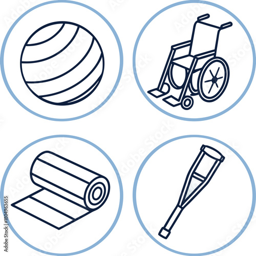 Medical Rehabilitation and Healthcare Icons fitness ball