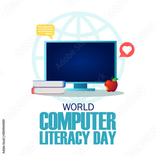 Vector graphic of World Computer Literacy Day ideal for World Computer Literacy Day celebration.