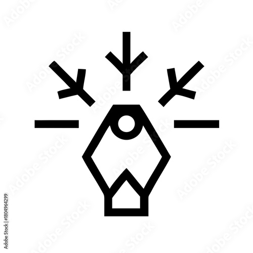 Stylized fountain pen with arrows isolated on, symbol of focus writing