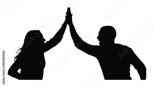 High five silhouette isolated on white background, Vector