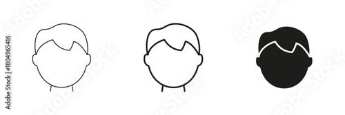 Male Avatar Profile Line And Solid Icon Set. User Identification And Social Media Outline And Silhouette Symbol Collection. Personal Branding And Online Presence. Isolated Vector Illustration