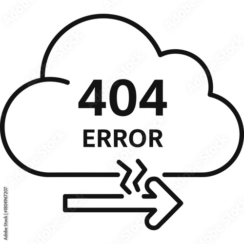 Website 404 Error Message Cloud Icon for Network Problems and System Failures