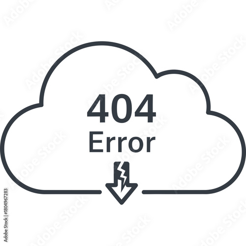 Cloud computing error icon conveys connection problems and server downtime issues
