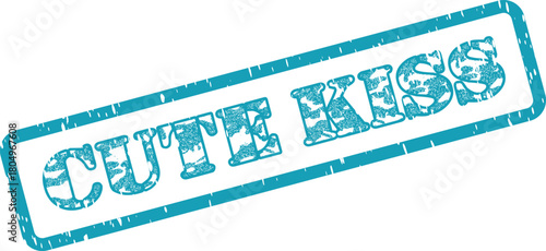 Cute Kiss Textured Teal Rubber Stamp for Romantic Valentine Message Label