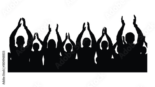 Clapping crowd silhouette isolated on white background, Vector