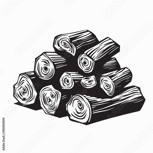 Pile of Logs Illustration Vector Isolated on white background