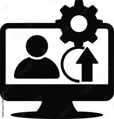 Software update silhouette icon on white background