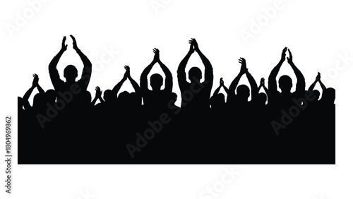 Applauding crowd silhouette isolated on white background, Vector