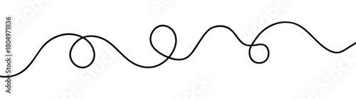 wavy curvy long squiggles line, loopy line, wave line - stock vector. abstract wavy line. long hand drawn squiggle. vector illustration on transparent background