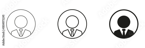 Business Professional Avatar Line And Solid Icon Set. Corporate Identity, Profile, and User Account Outline And Silhouette Symbol Collection. Isolated Vector Illustration