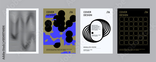Posters with silhouette minimalistic basic figures, extraordinary graphic assets of geometrical shapes swiss style, Modern minimal monochrome print brutalist.