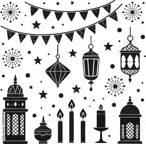 Ramadan Islamic Decorations Lanterns Bunting and Candles