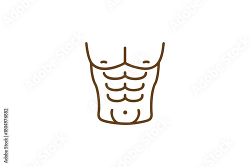Muscular Male Torso with Defined Abdominal Muscles Outline Icon Simple Vector Illustration Isolated on White Background Representing Fitness and Health Goals