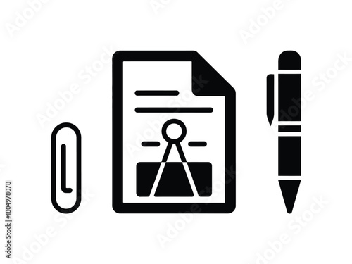 Office Document Tools Silhouette Icons
