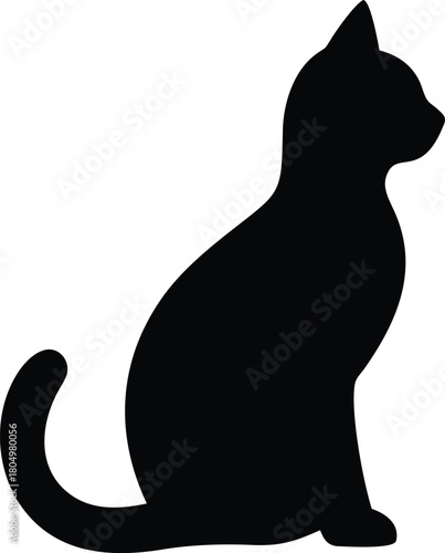 Silhouette of a sitting cat animal black