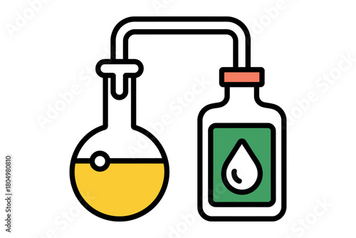 An illustration depicts a simple laboratory distillation apparatus used for separating liquids or purifying substances through boiling and condensation.