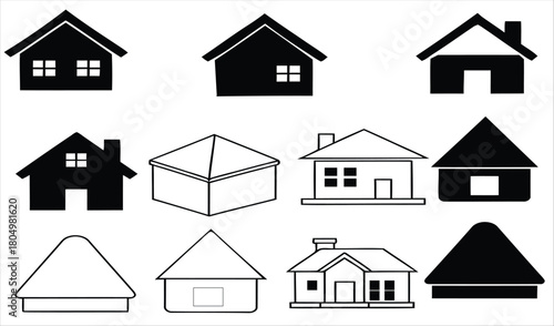 house icons set with white background
