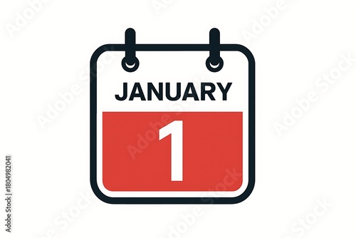 January first calendar page icon representing new year day
